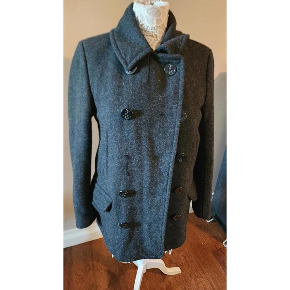 EUC J Crew Wool coat heavy small gray black